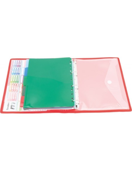 CARPETA BLOCK 4 ANILLAS PP CON RIBETE ROJO | Material Escolar