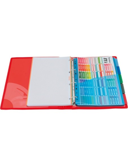 CARPETA BLOCK 4 ANILLAS PP CON RIBETE ROJO | Material Escolar