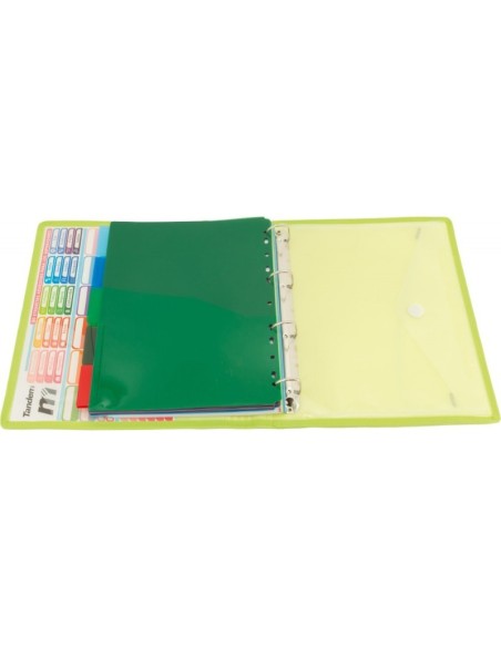 CARPETA BLOCK 4 ANILLAS PP CON RIBETE VERDE | Material Escolar