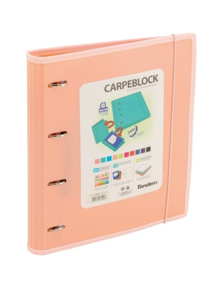 CARPETA BLOCK 4 ANILLAS PP CON RIBETE NARANJA | Material Escolar