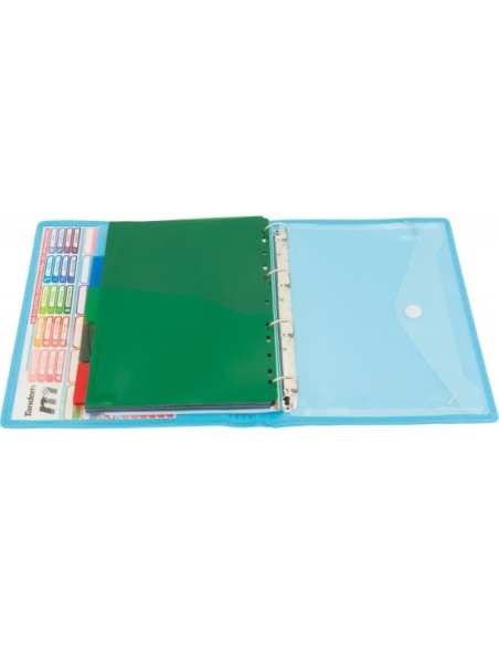 CARPETA BLOCK 4 ANILLAS PP CON RIBETE AZUL | Material Escolar
