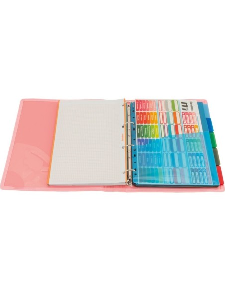 CARPETA BLOCK 4 ANILLAS PP CON RIBETE ROSA | Material Escolar