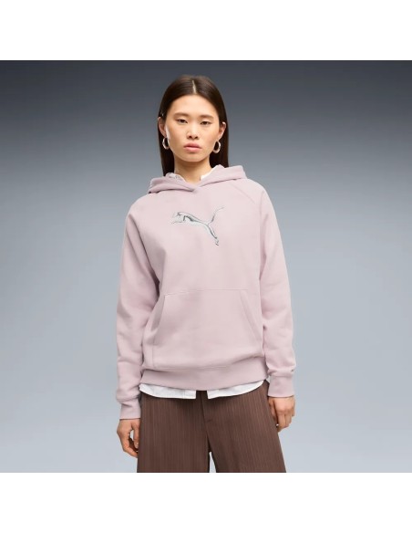 Sudadera PUMA ESS Logo Lab con Capucha Hombre Rosa.