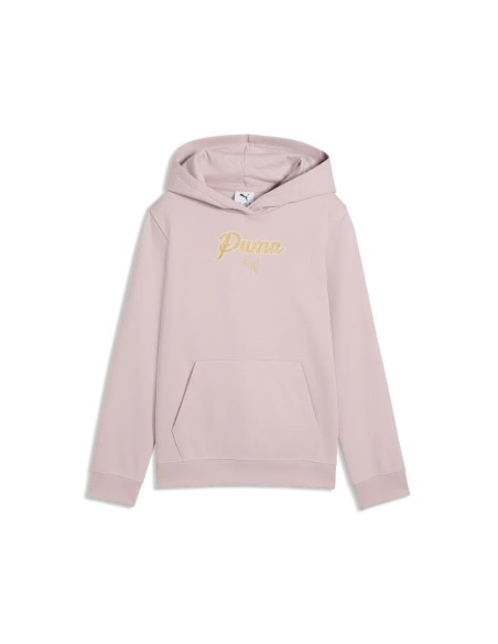 Sudadera PUMA ESS Script Glitter Fleece Niña Rosa.